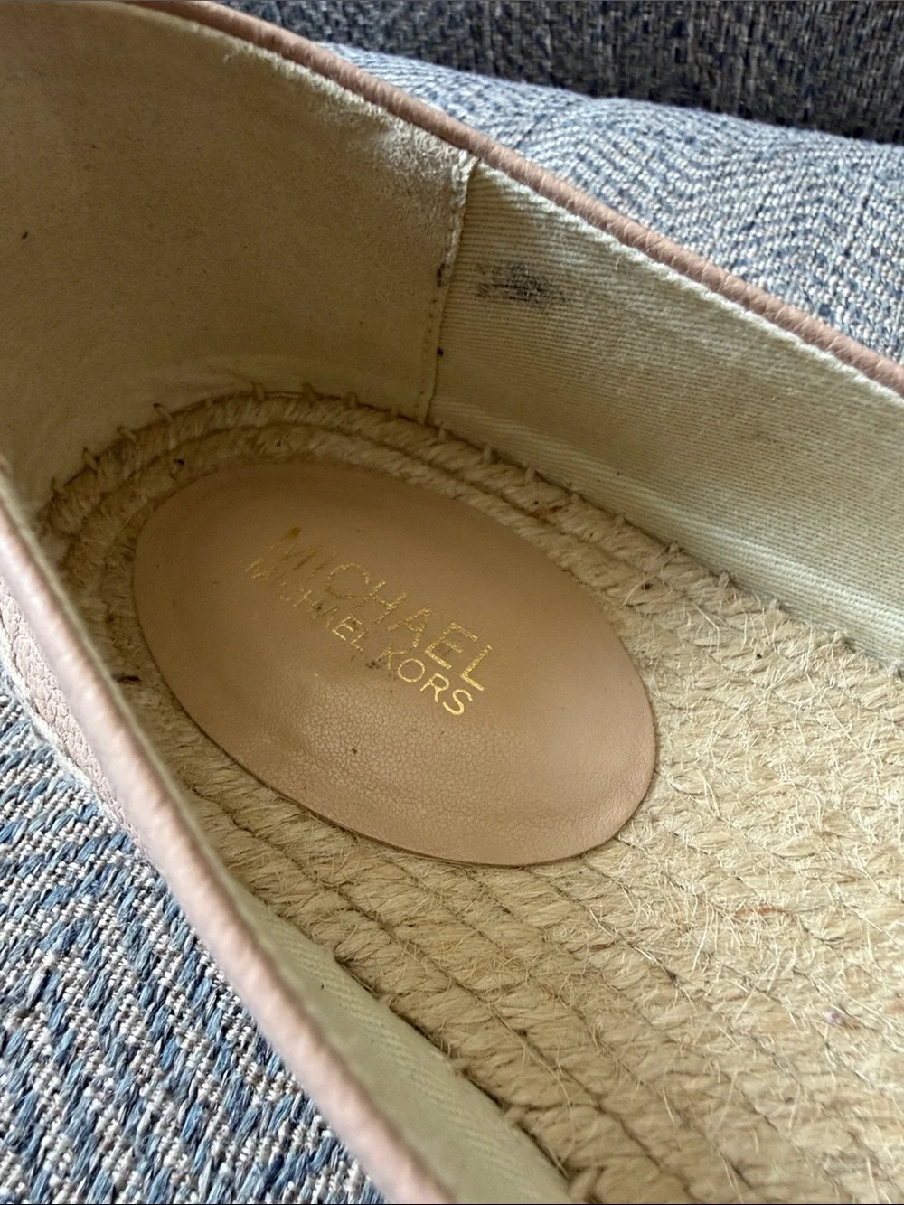 Michael Kors Kendrick Slip On colorblock leather Espadrille Oyster flats 6.5